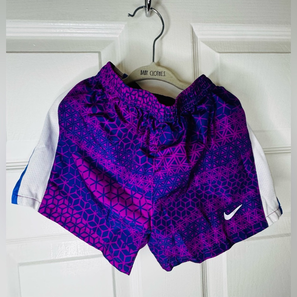 Nike Kids Geometric Purple and White Shorts S (4t)